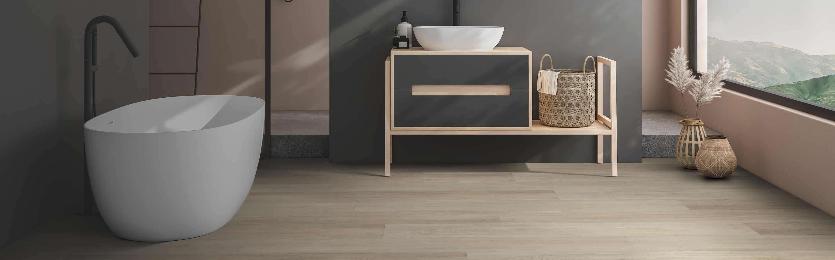 wood look vinyl flooring in bathroom